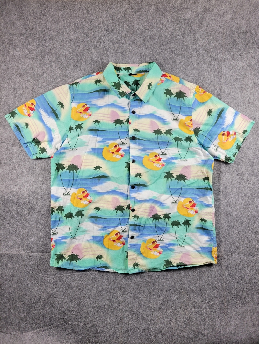 Neff All-Over Duck Print Hawaiian Short-Sleeve Button Up Shirt Mens Size Large